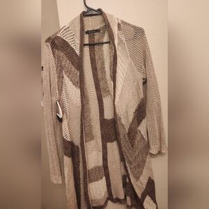 NIC+ZOE Beige and Brown Knit Cardigan